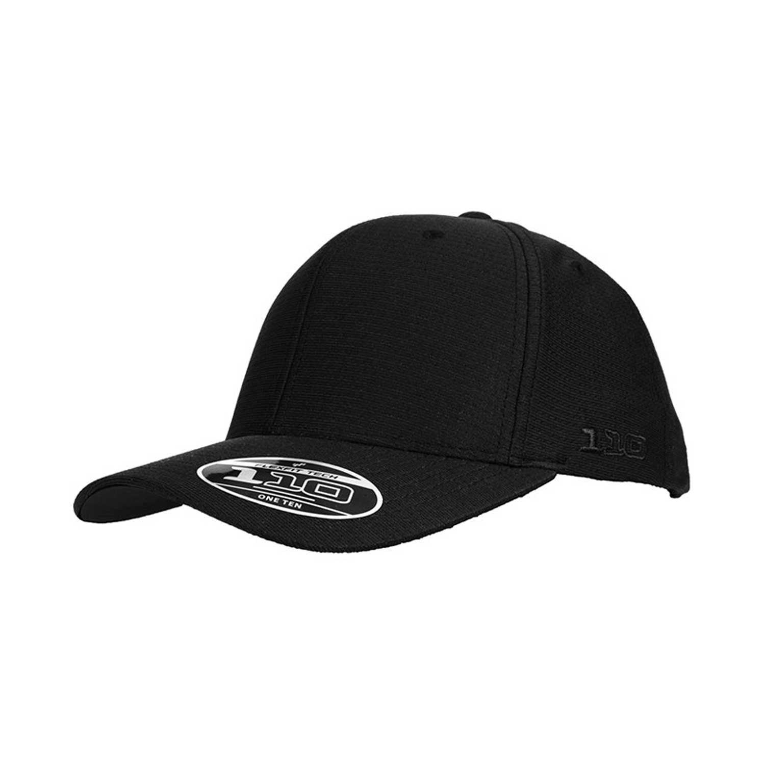 Black cap for work in the sun with embroidery on side panels