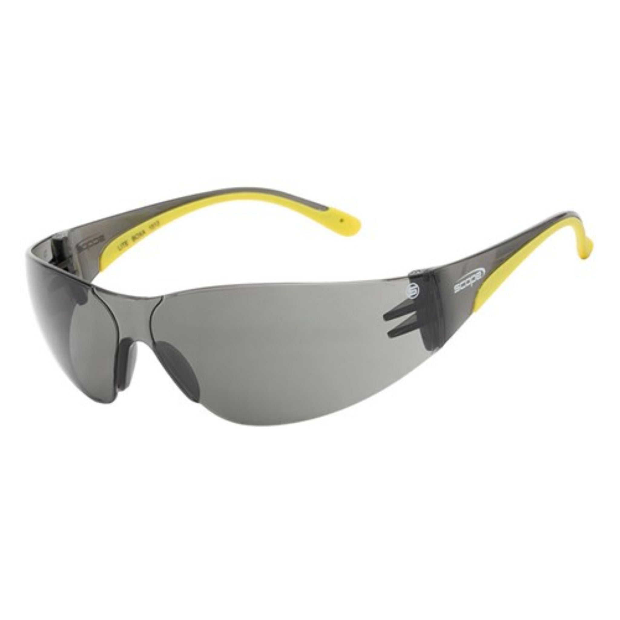 Scope 110S smoke lens safety glasses in yellow temples