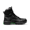 full height black workboot with FXD branding on toe and ankle and green highlights