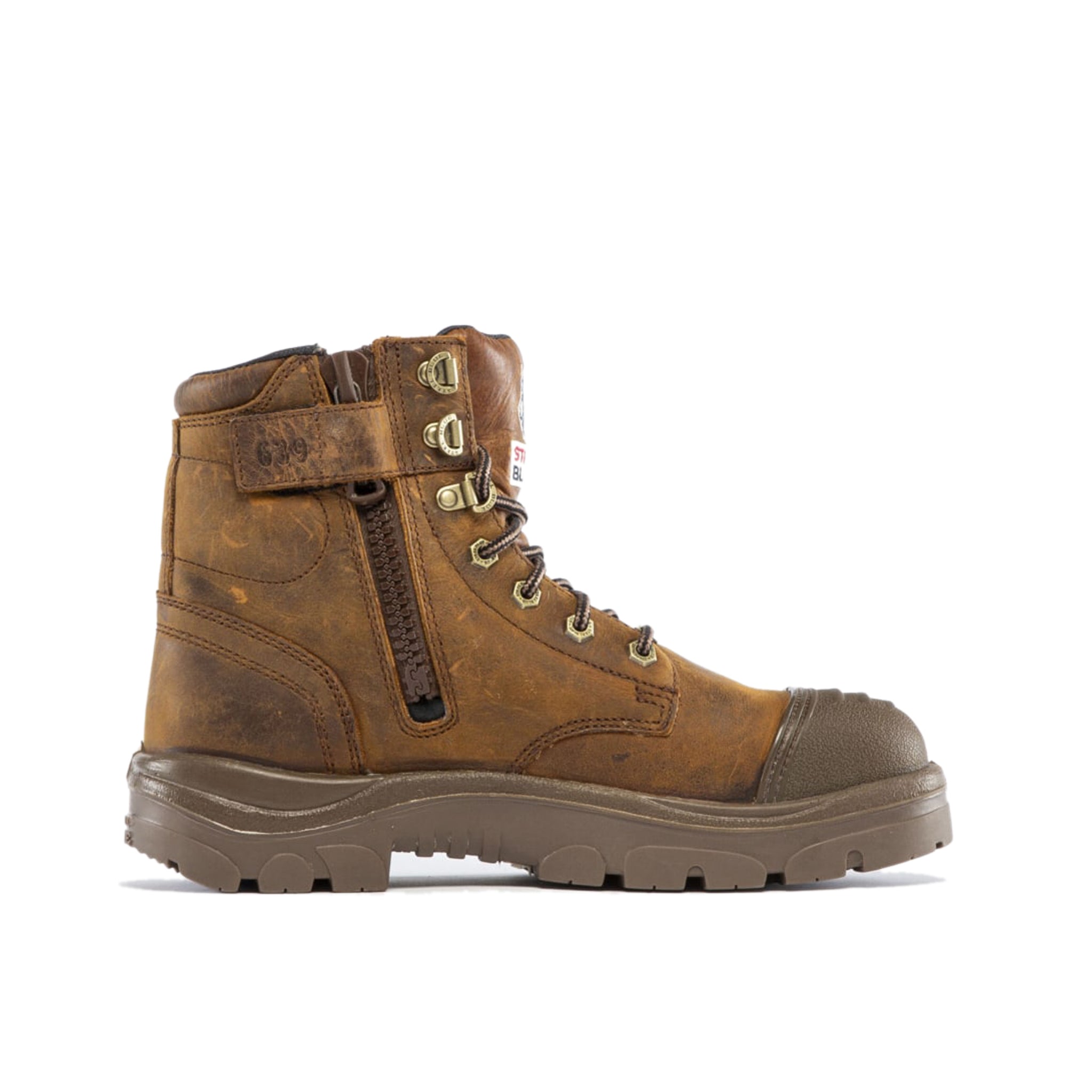 Steel Blue Argyle zip scuff cap Waterproof safety boot distressed brown