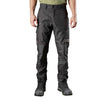 black full length ripstop worksite pants with buttoned waistband and belt loops, cargo pockets and straight cut cuffs