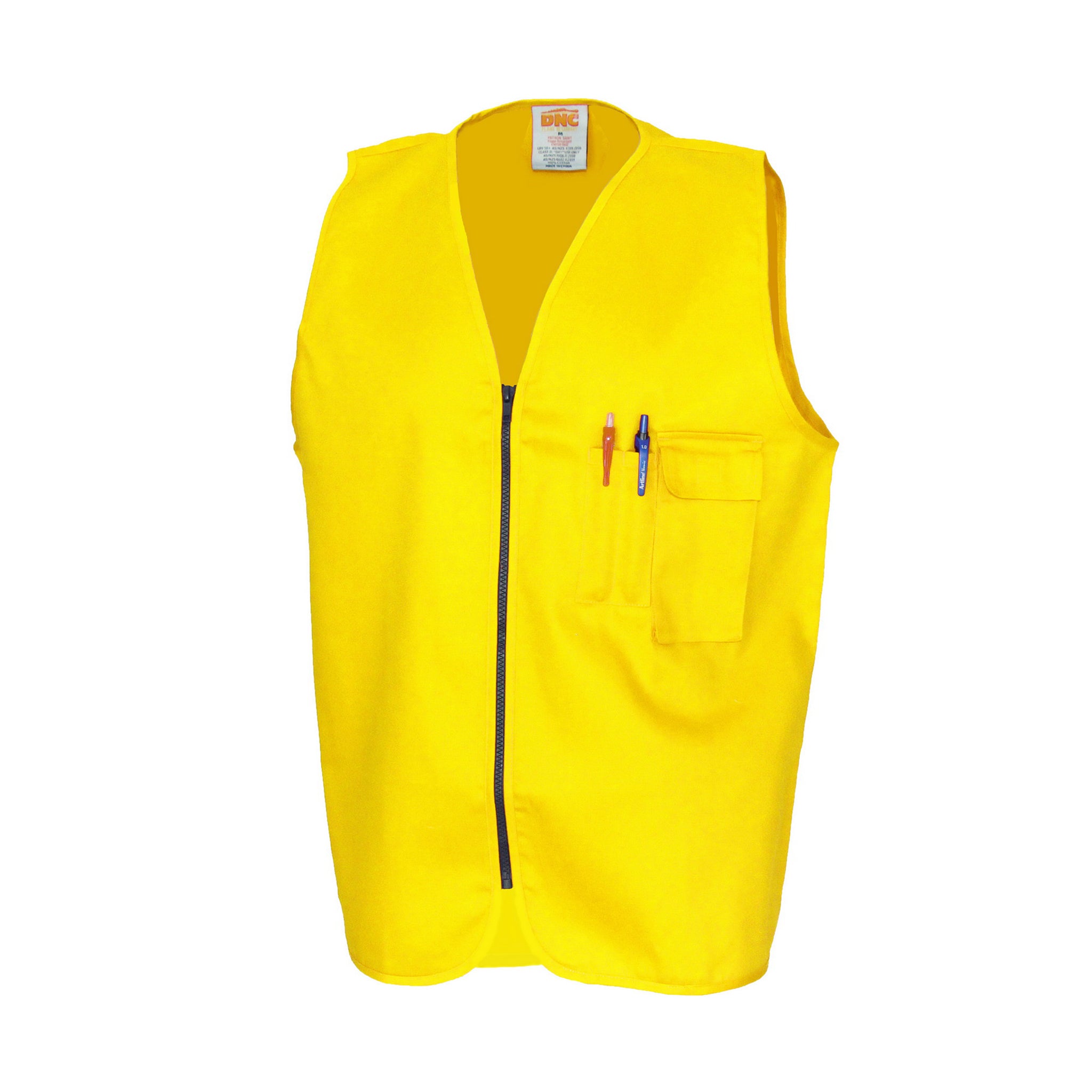 DNC 3403 Patron Saint hi-vis FR ARC Rated Cotton safety vest in yellow