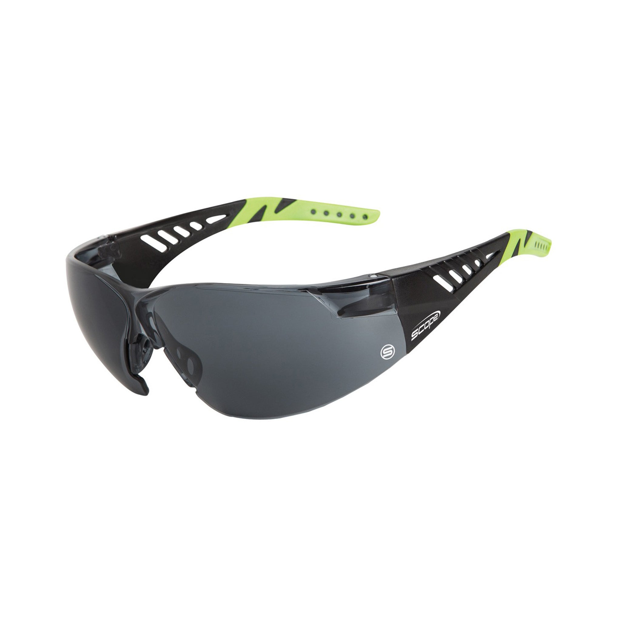 Scope black lenses safety glasses in green black frame