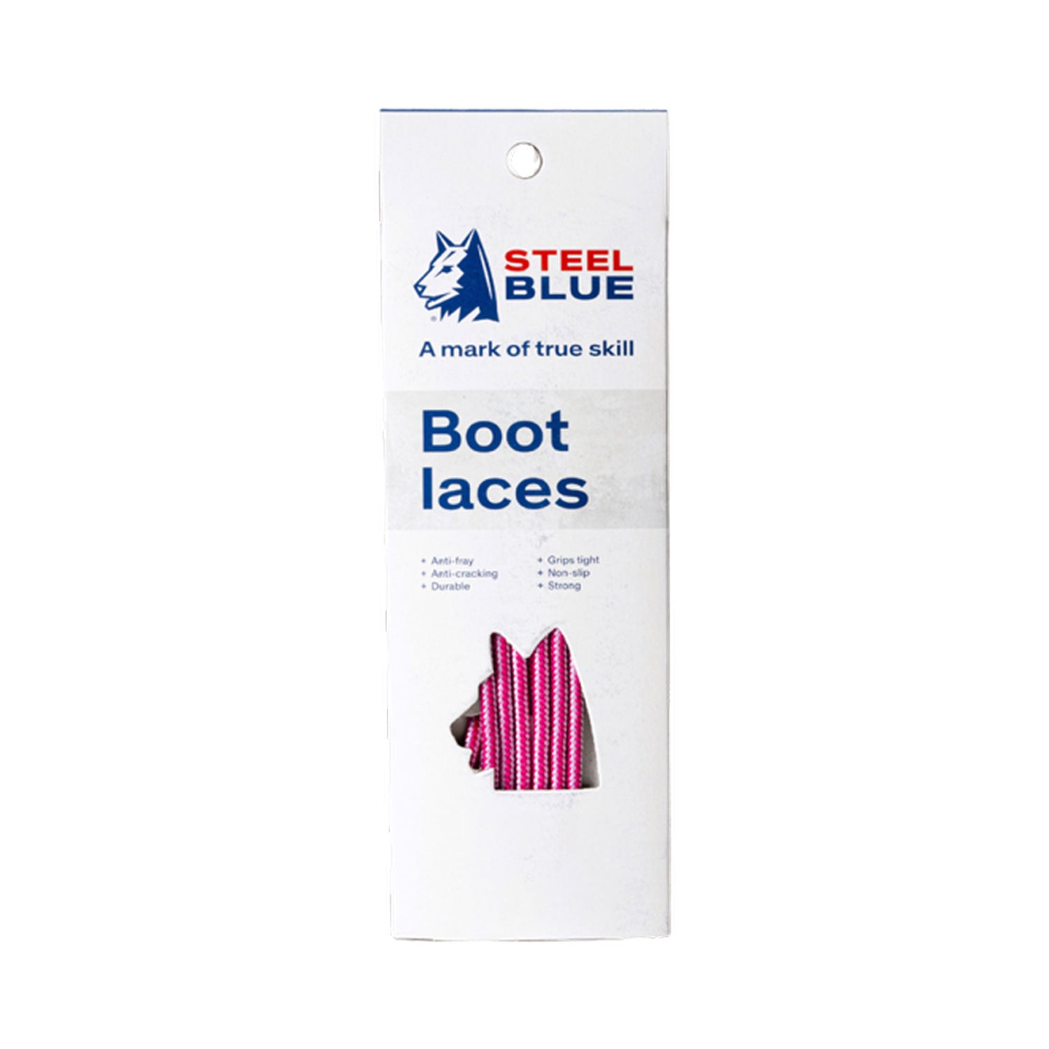 Steel Blue Nylon Boot Laces in pink lilac