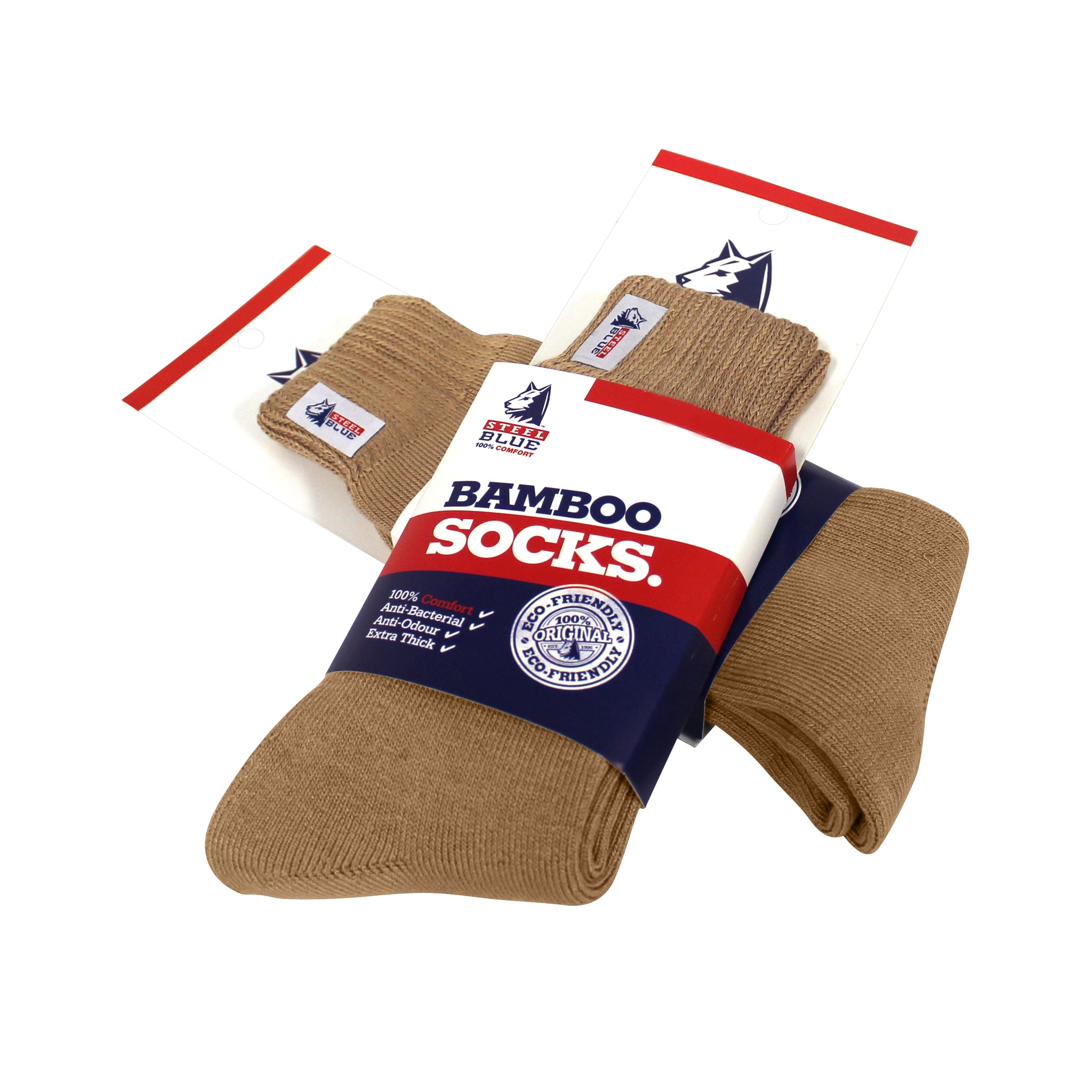 Steel Blue Bamboo Socks in sand