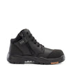 mid height hiker style black leather workboot with side zip and leather toe cap. zipper strap has numbers 538
