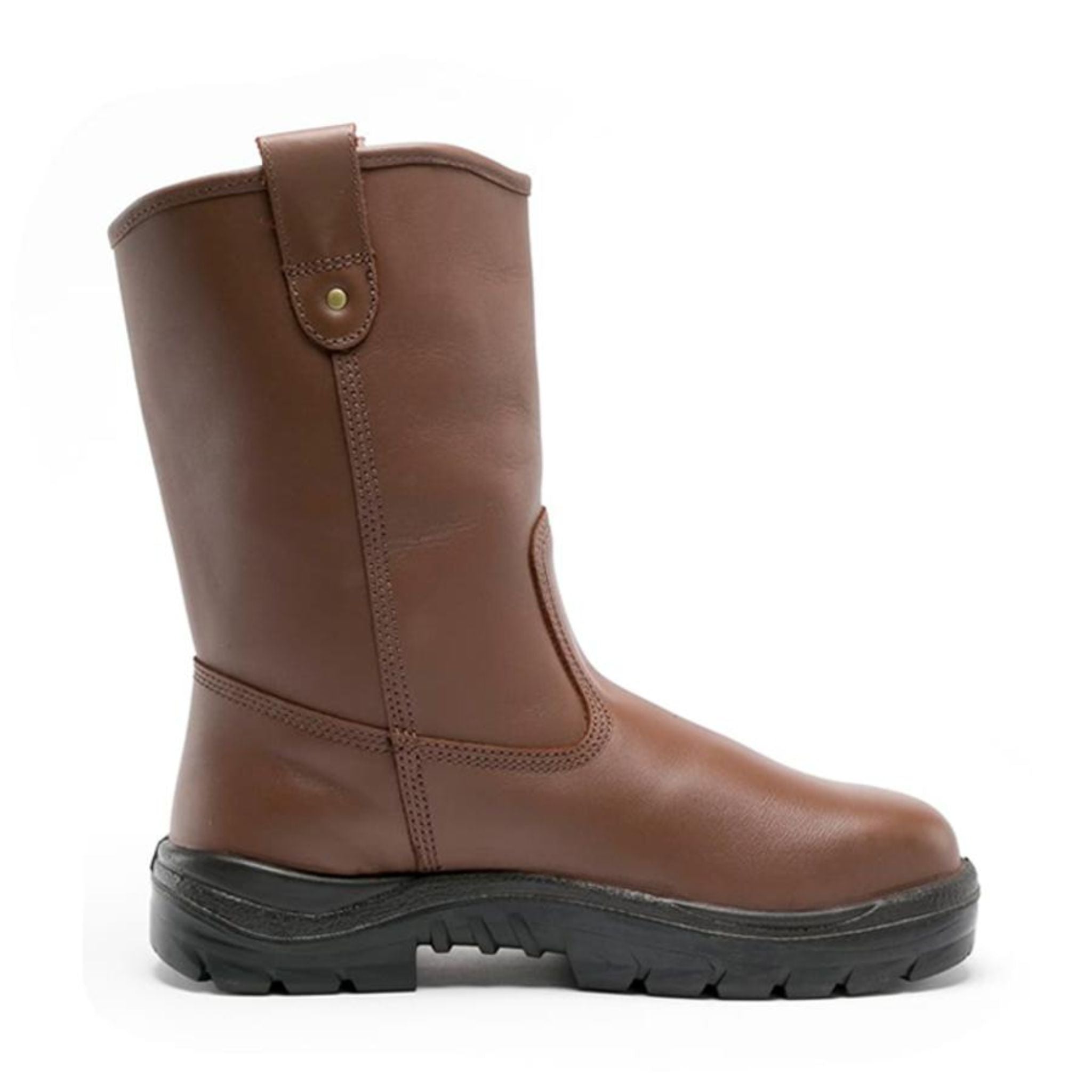 A pair of brown work boots.