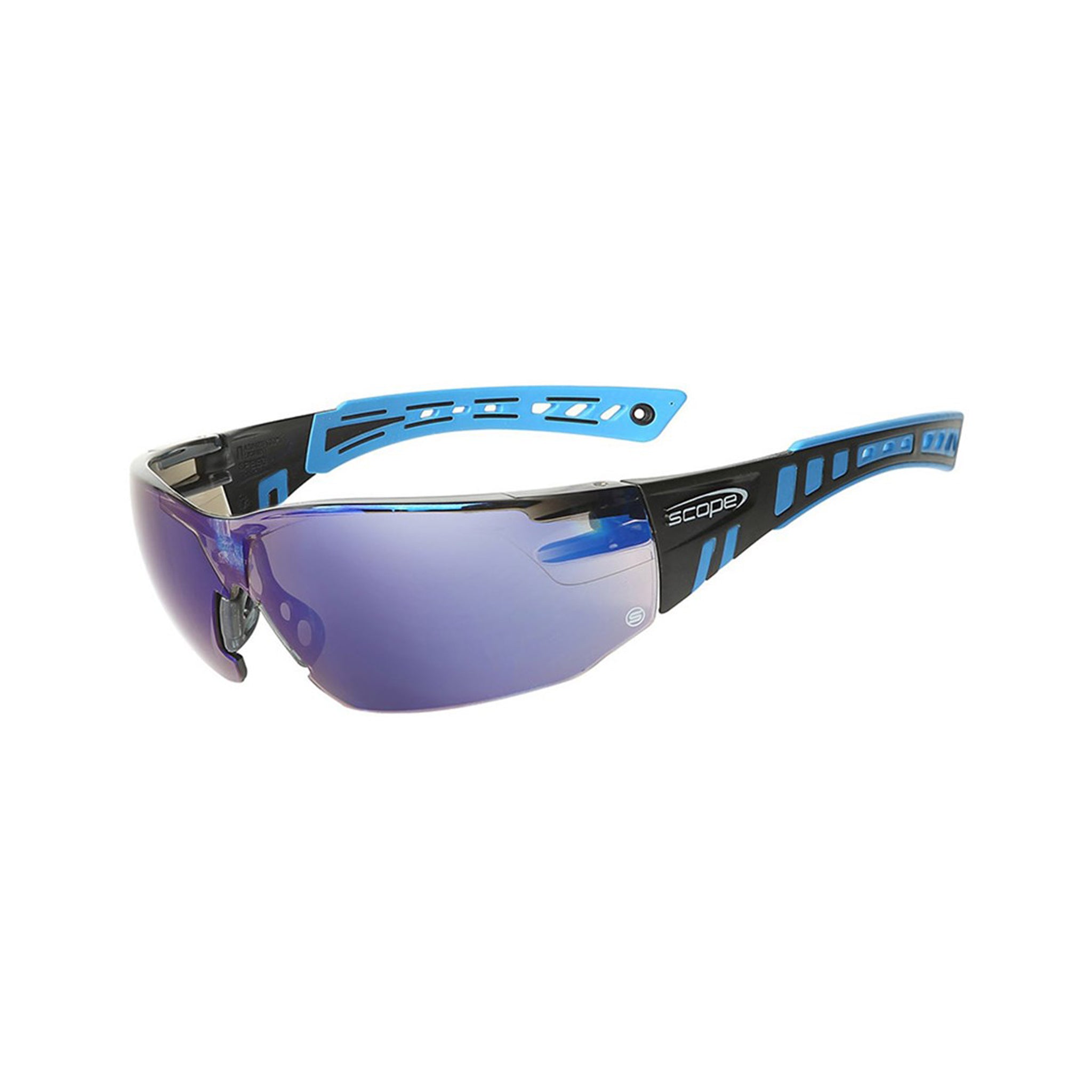 Scope 360BM blue lens safety glasses in black blue frame 