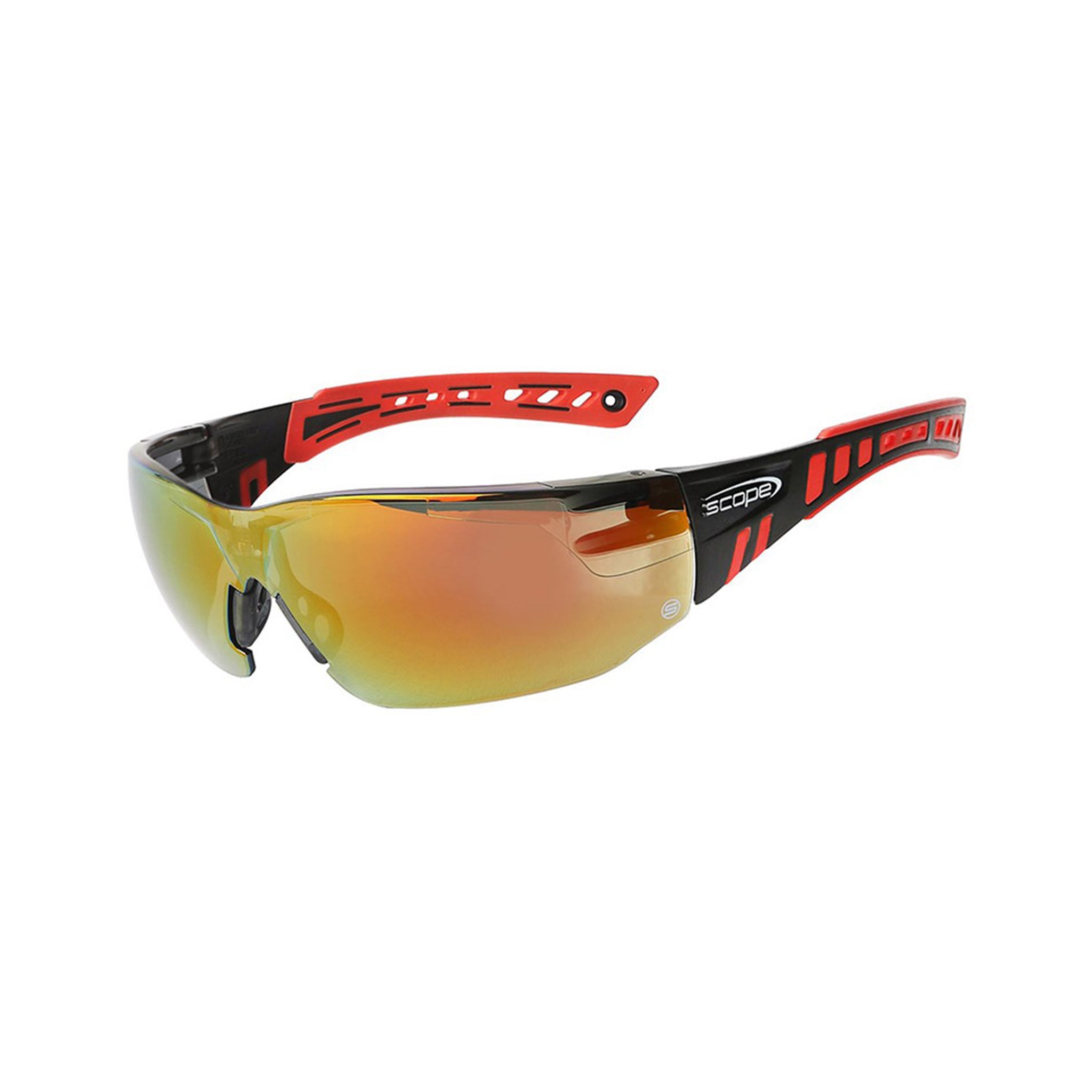 Scope 360RM red lenses safety glasses in red black frame