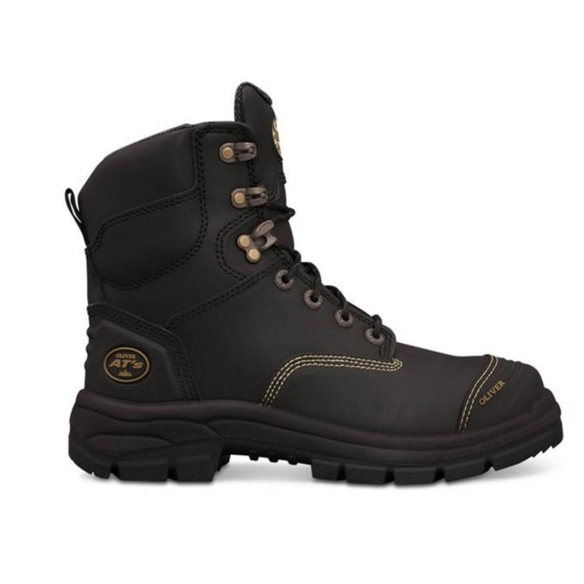Oliver AT 345Z lace-up zip sided safety boot in black.