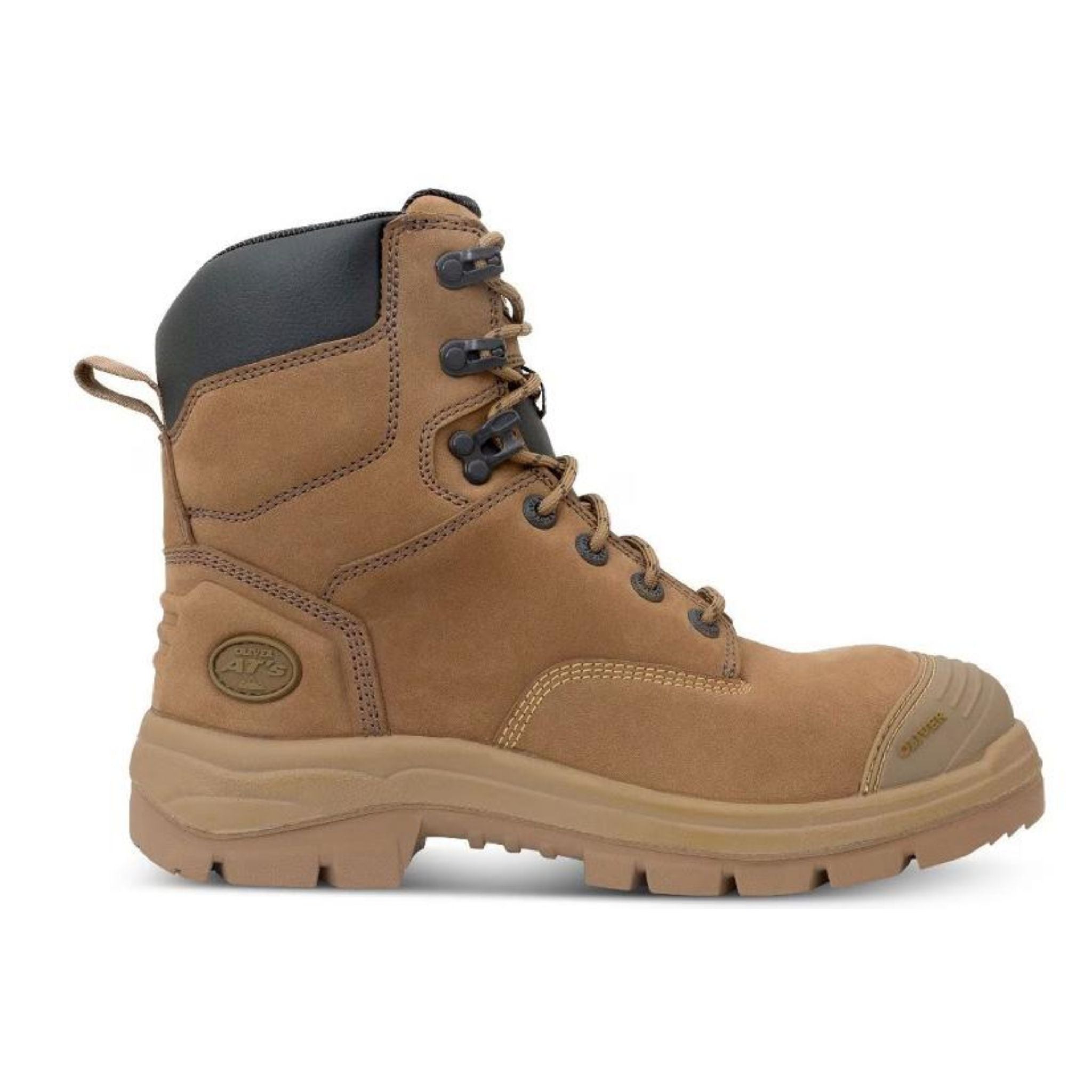 Oliver AT lace-up zip sided safety boot in stone
