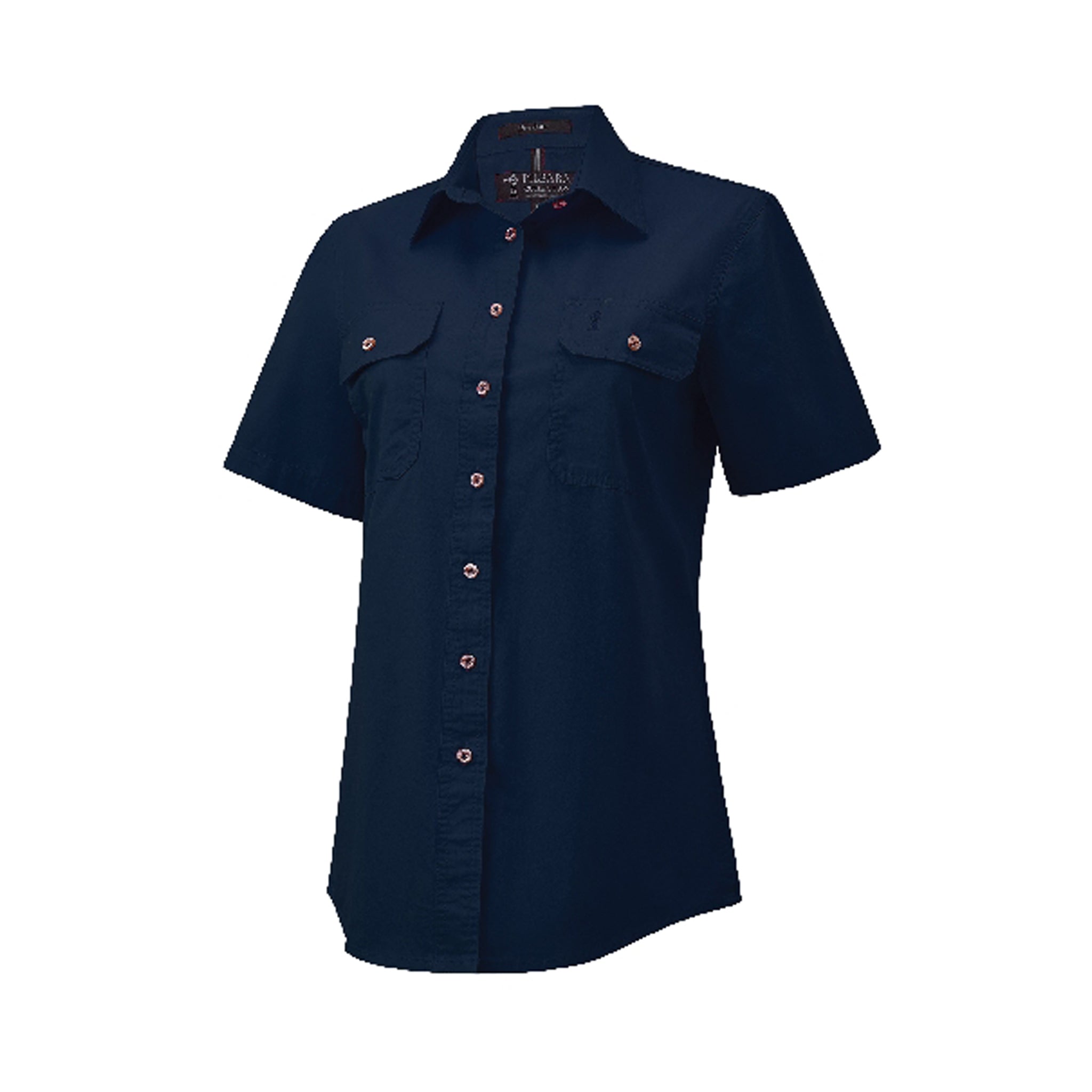 Women's short sleeve work shirt with pockets in French navy