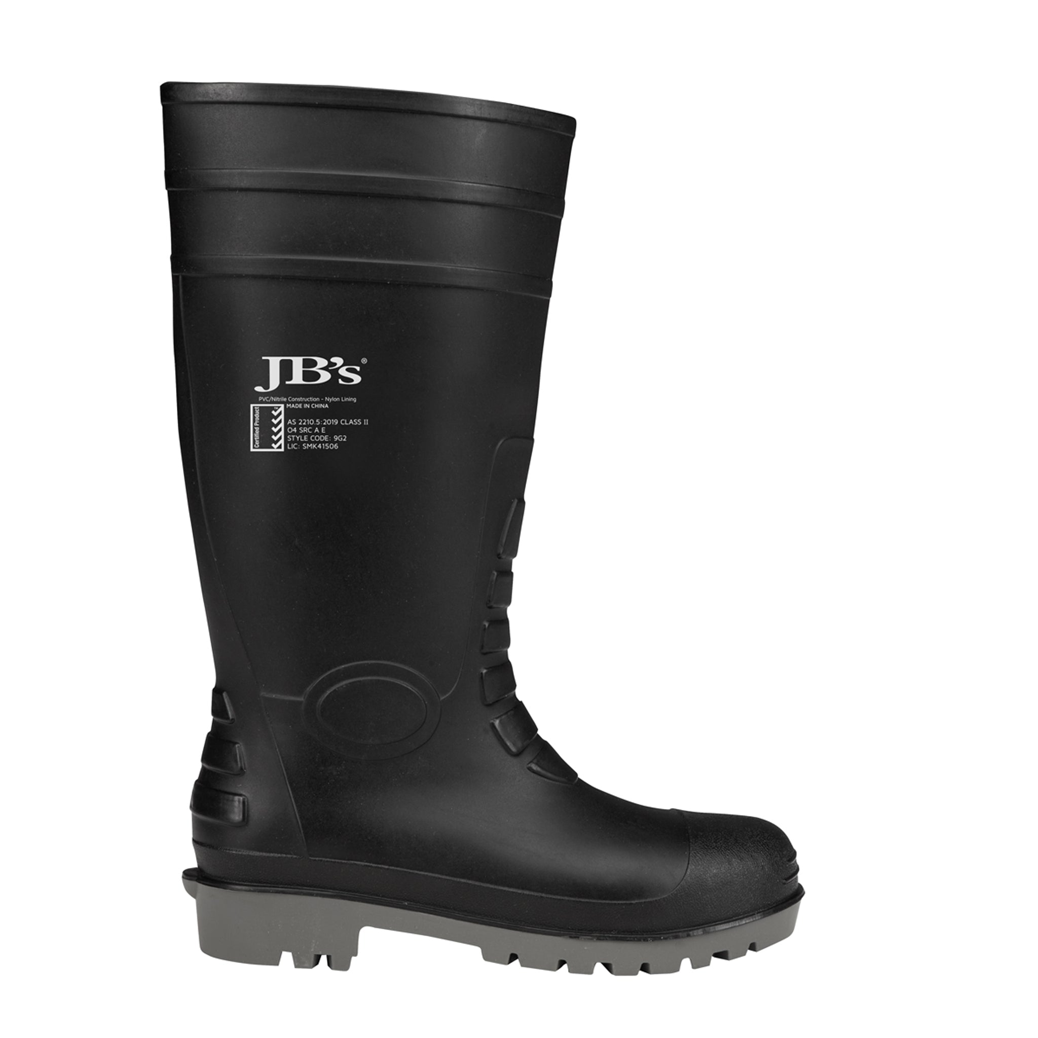 JB's Wear Trad Gumboot black safety work boot 9G2