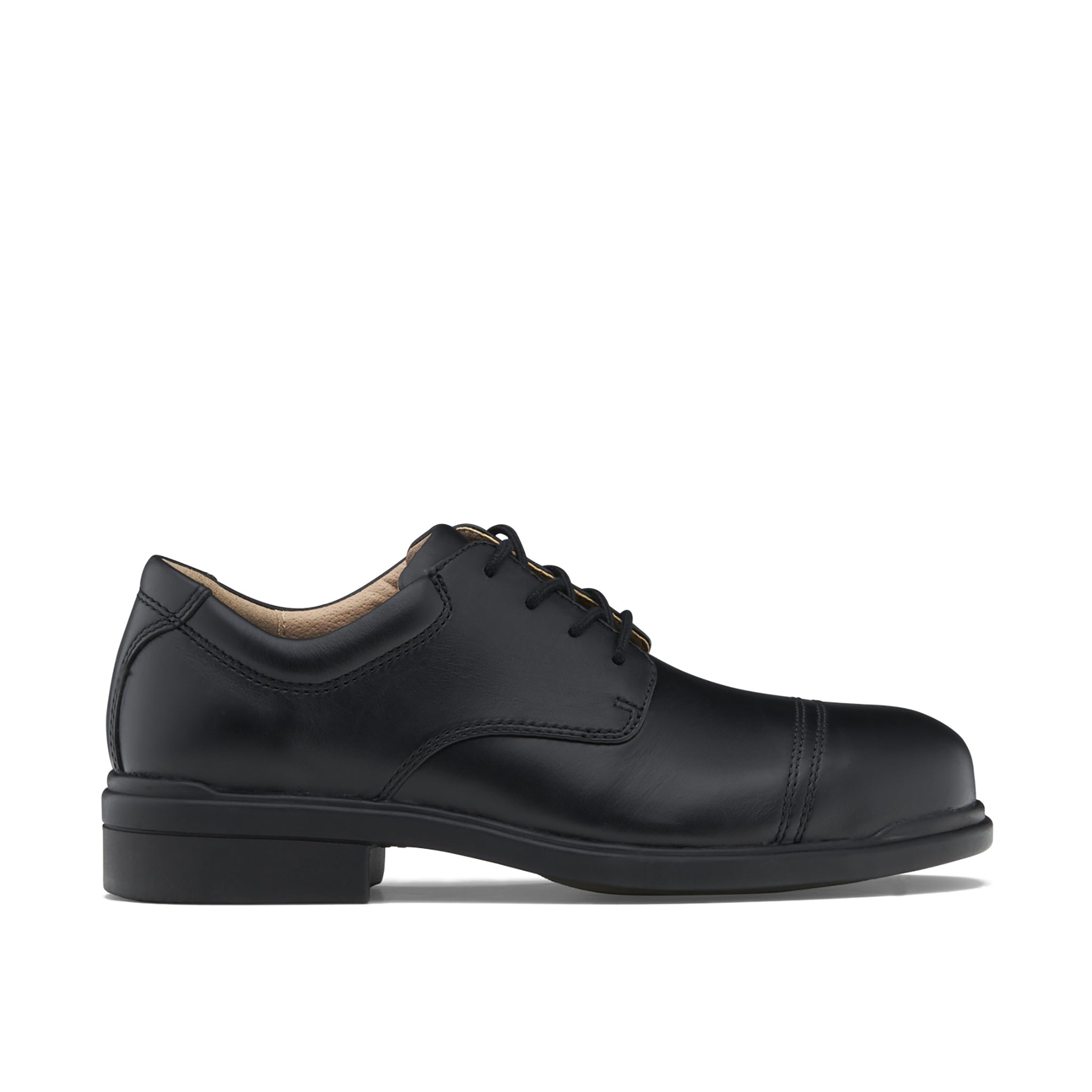 black below ankle cut dress leather work shoe with sand coloured lining