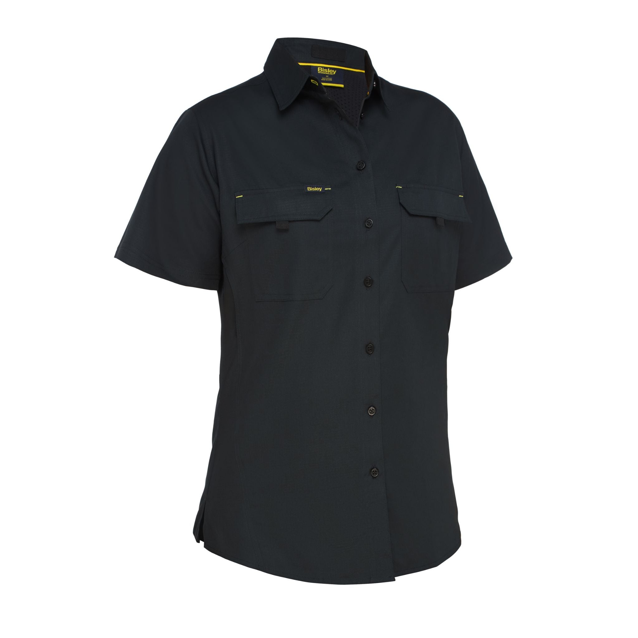 Women's Airflow short sleeve black work shirt with pockets 