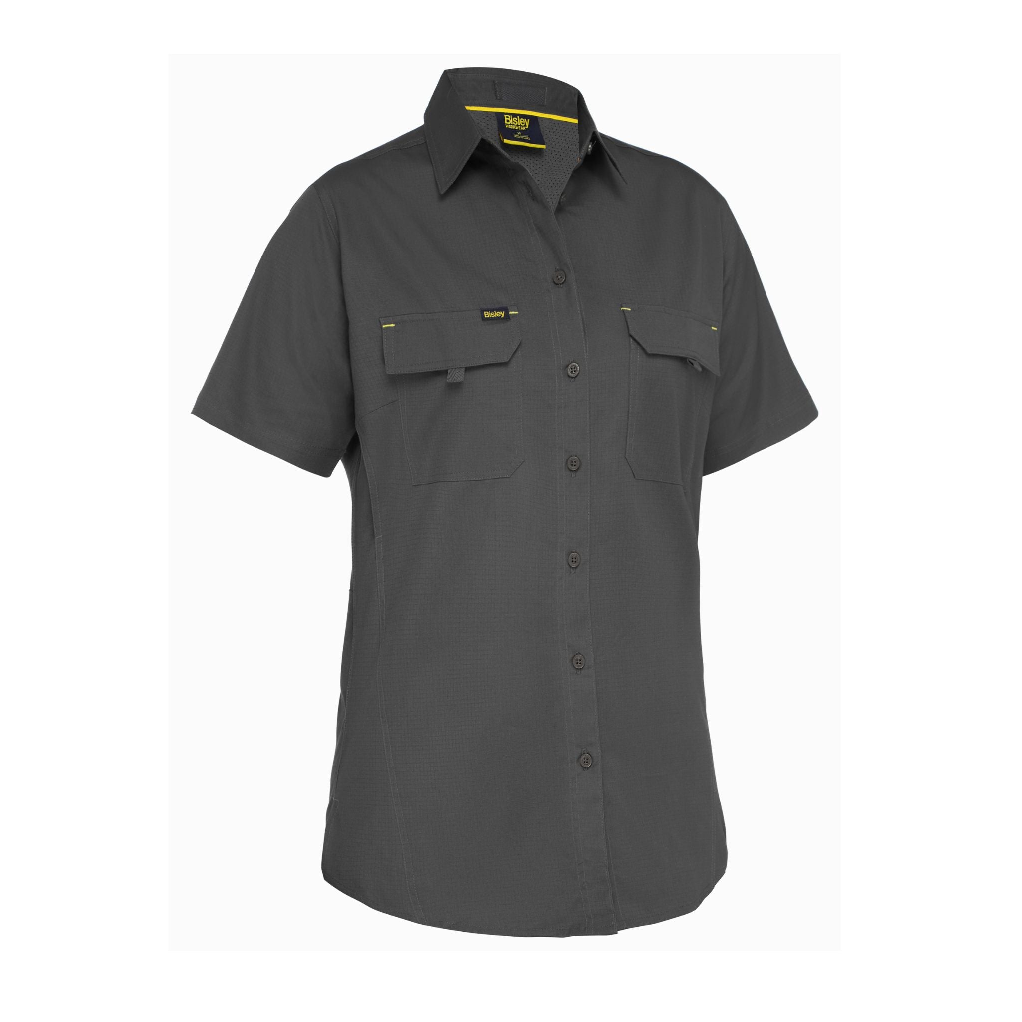 Women's Airflow short sleeve charcoal work shirt with pockets 