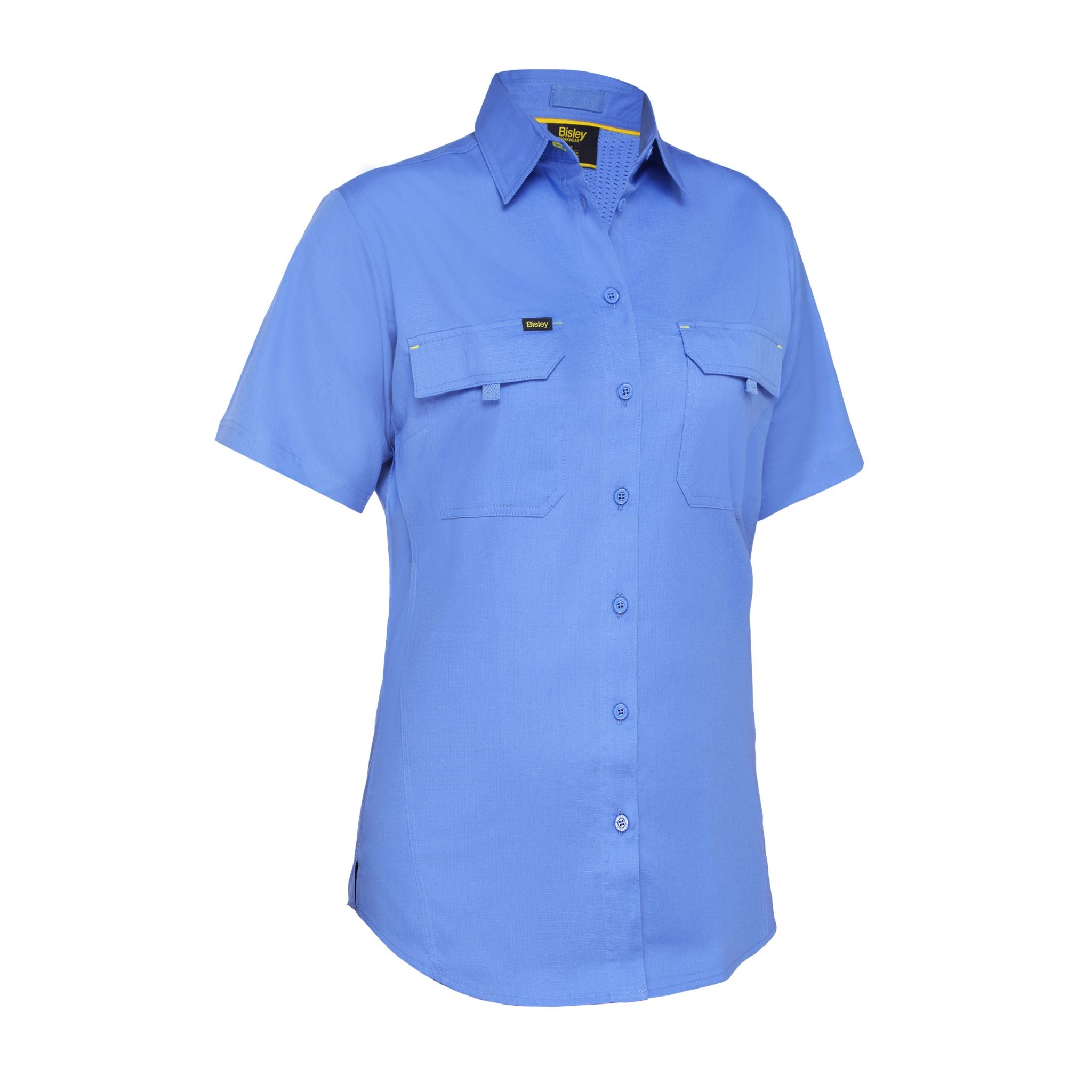 Women's Airflow short sleeve sky blue work shirt with pockets 