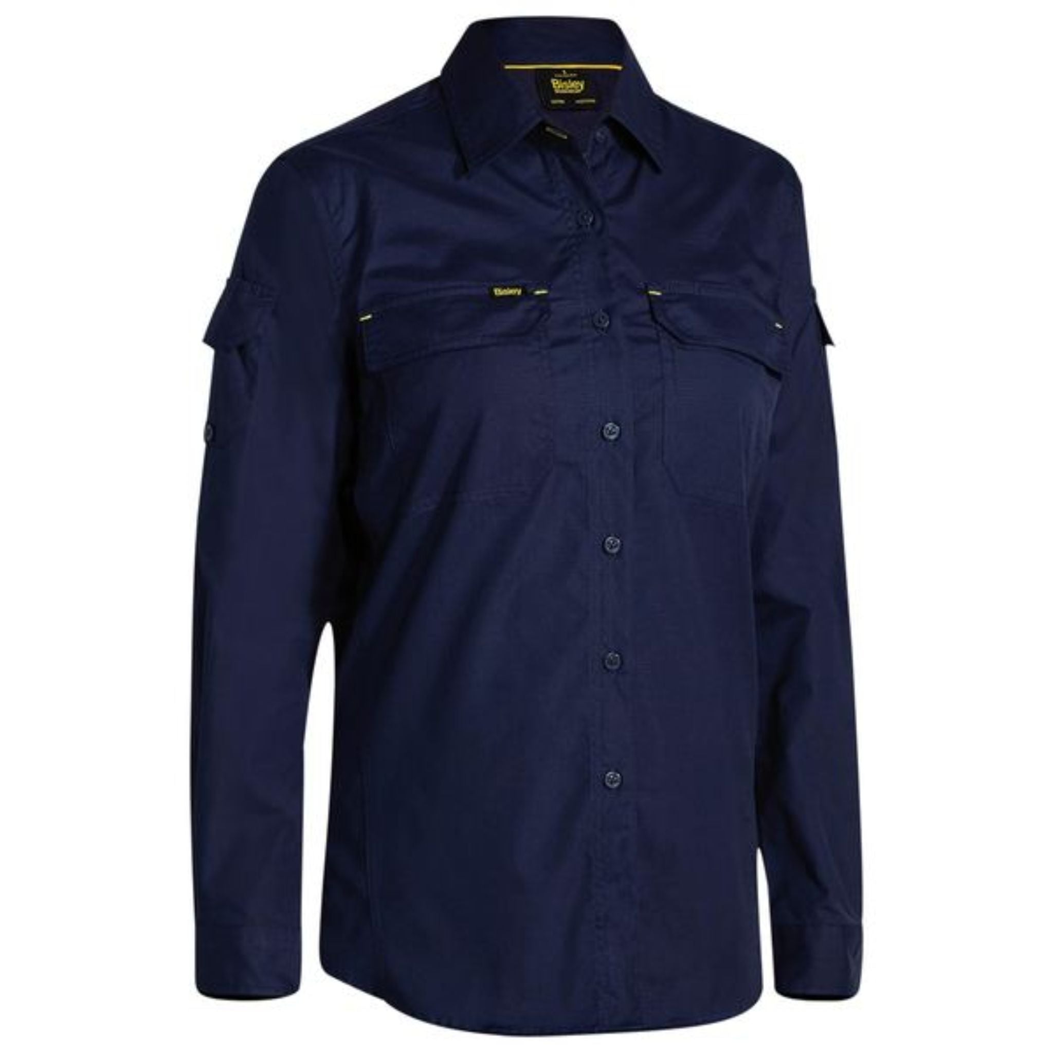 Bisley women's long sleeve navy blue Airflow work shirt with pockets