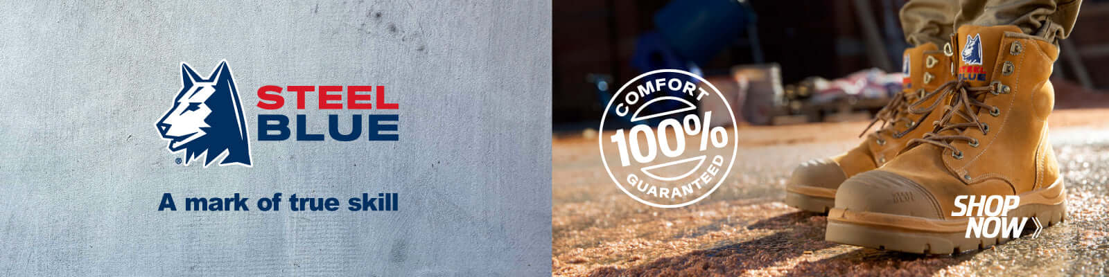 LOD Workwear's Steel Blue boots header advertisement.