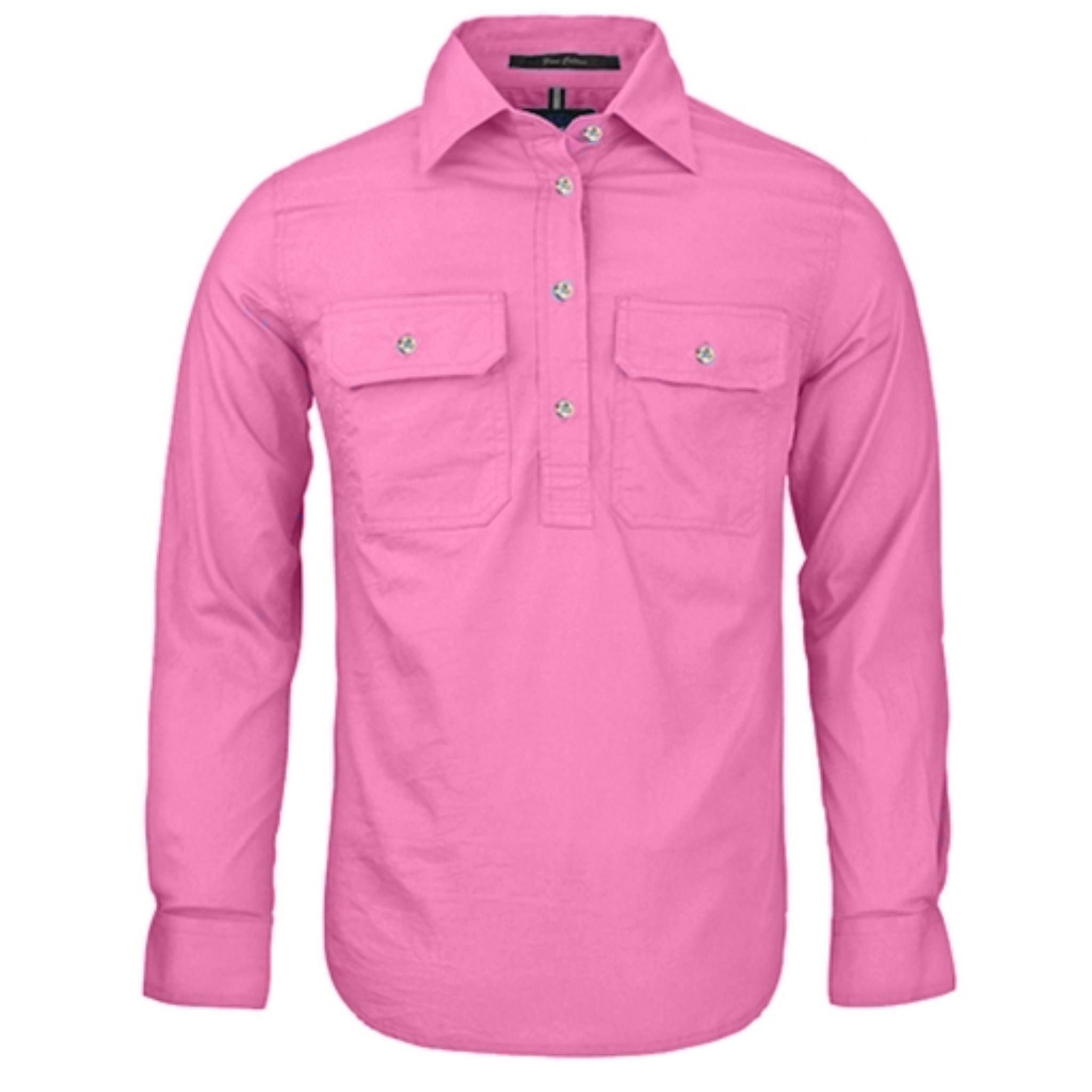 Women's closed long sleeve work shirt with pockets in blush