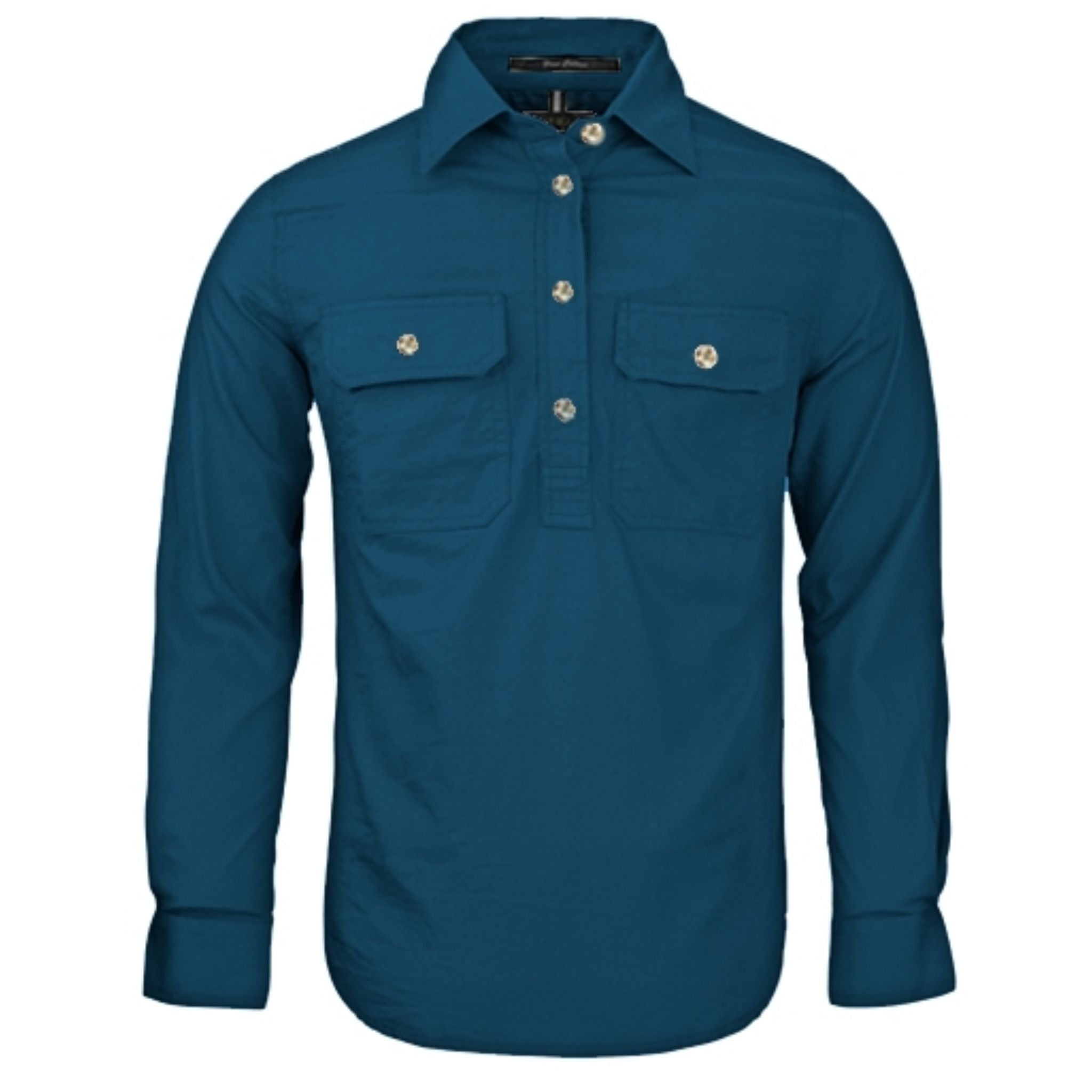Women's closed long sleeve work shirt with pockets in diesel