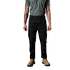black full length worksite pants with elastic waistband and belt loops with FXD logo. Straight cut cuffs