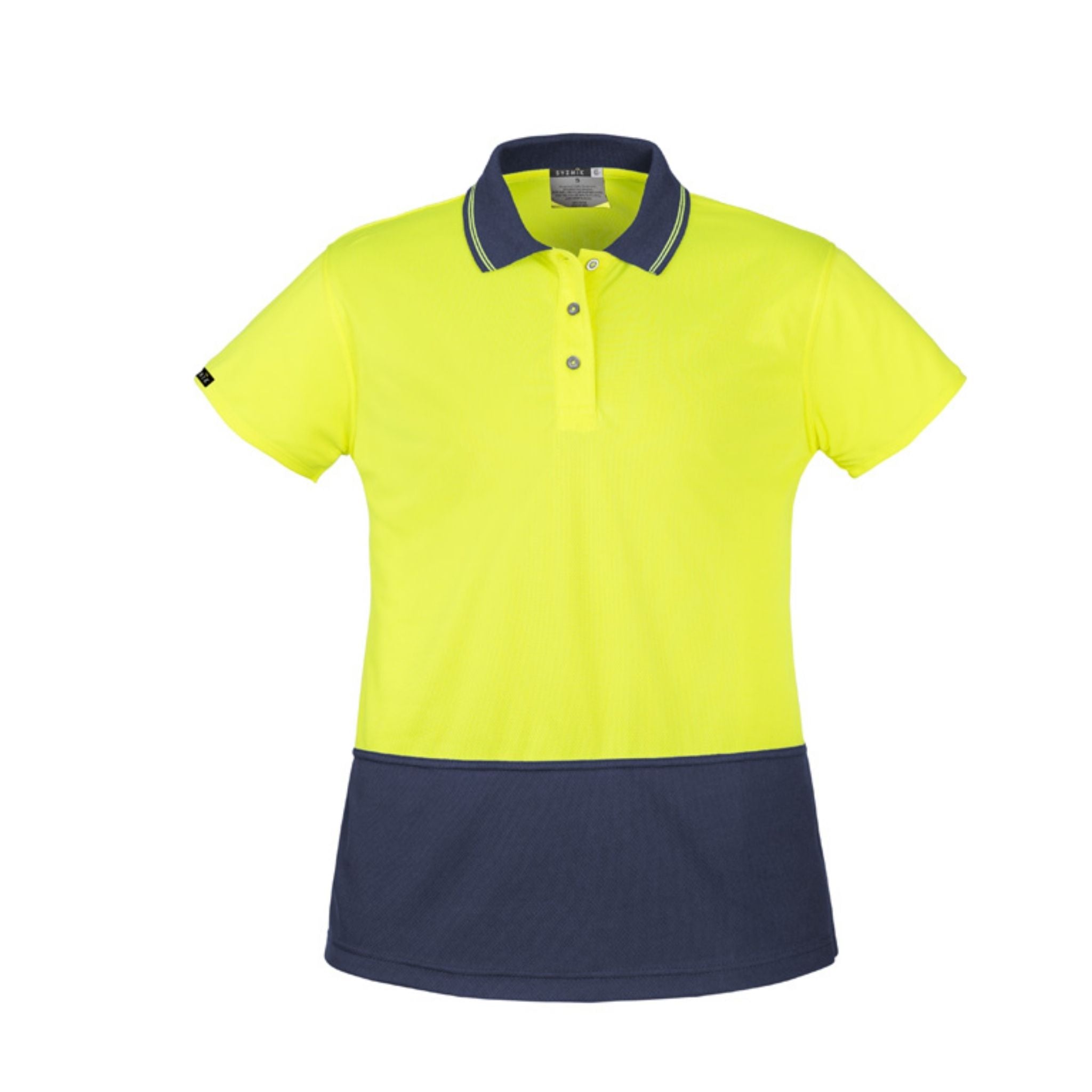 Syzmik Women's Hi-Vis Basic Short Sleeve Polo in yellow navy ZH731