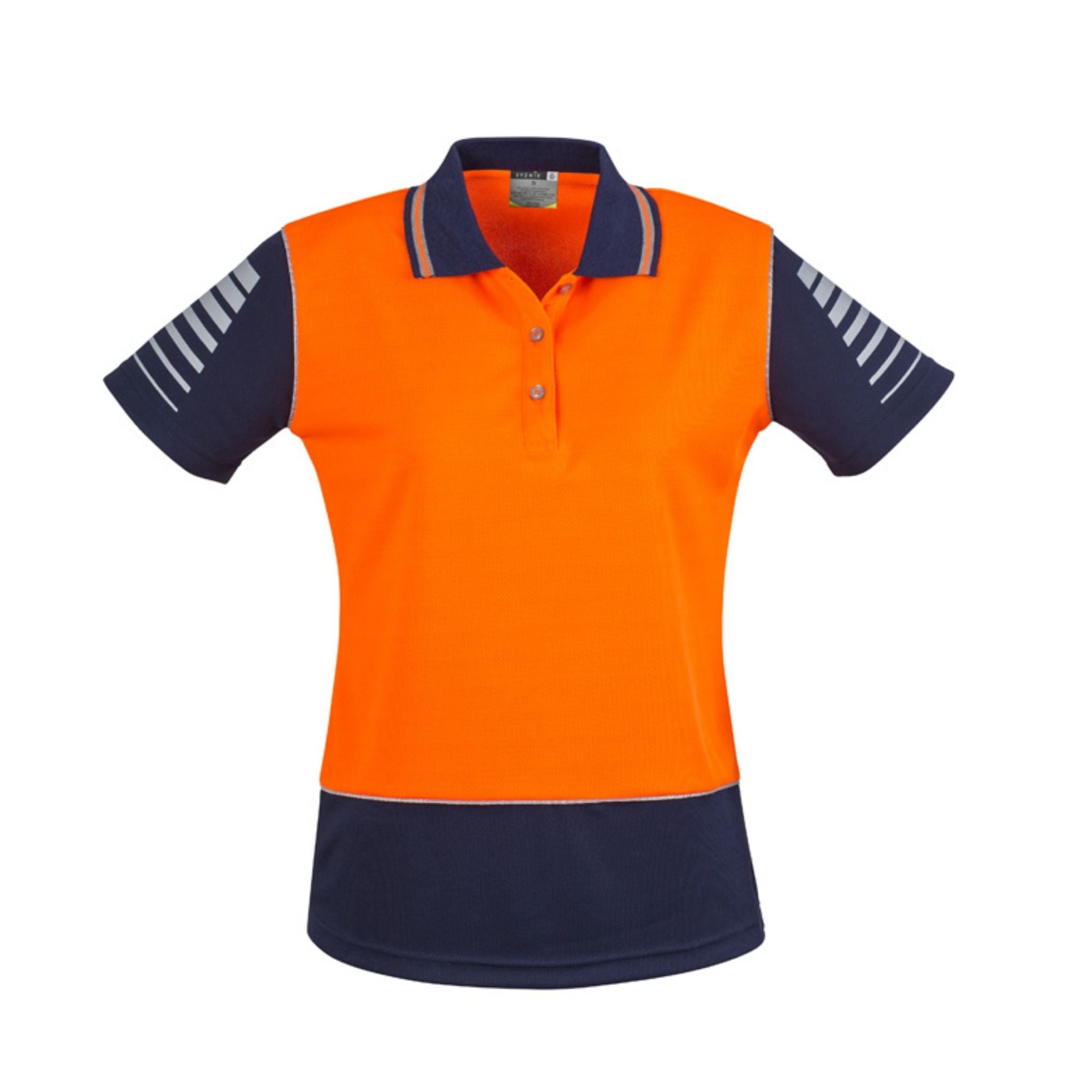 Syzmik Womens Hi Vis Zone Polo in orange navy ZHL236