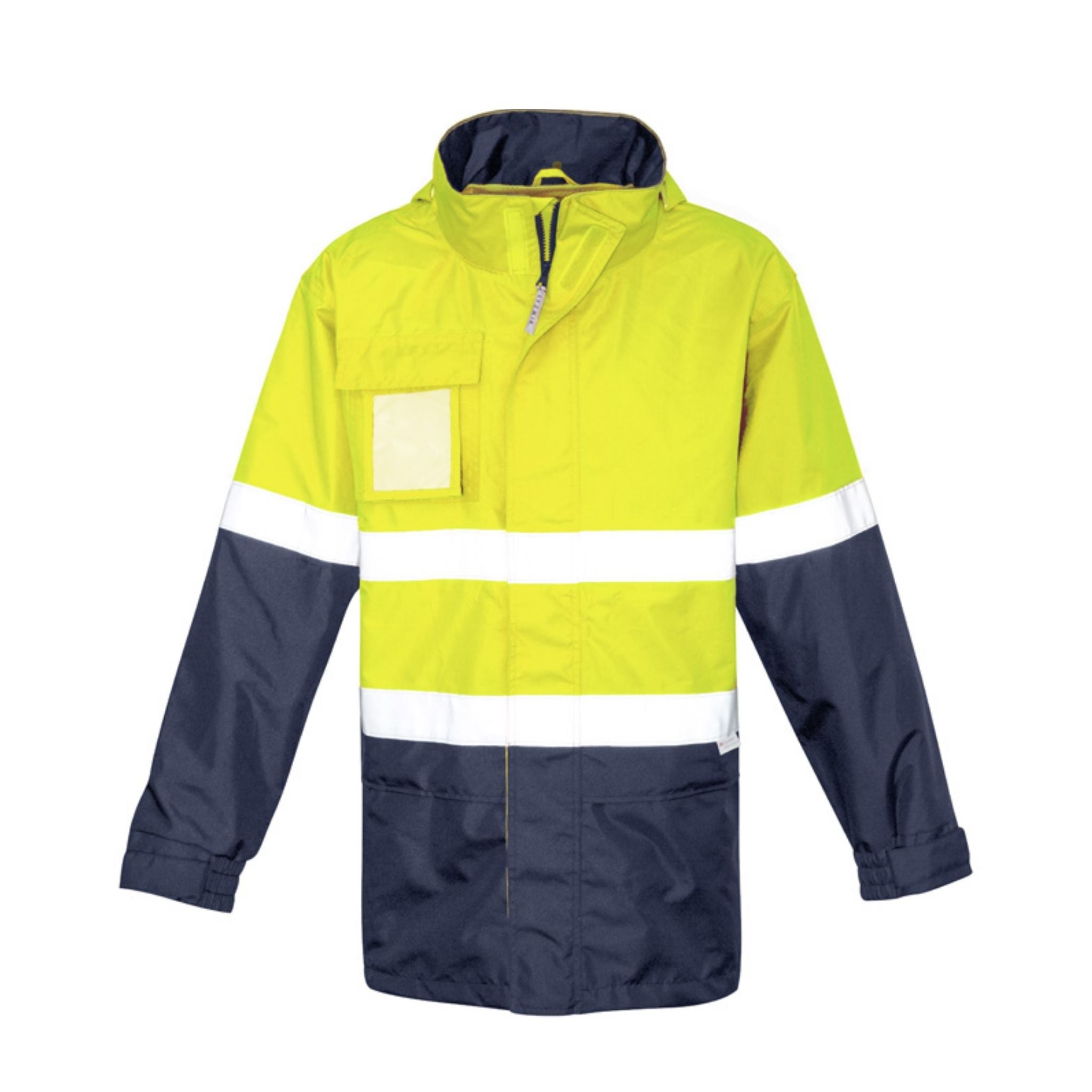 Syzmik Men's Hi Vis Ultralite Waterproof Jacket in yellow navy ZJ357