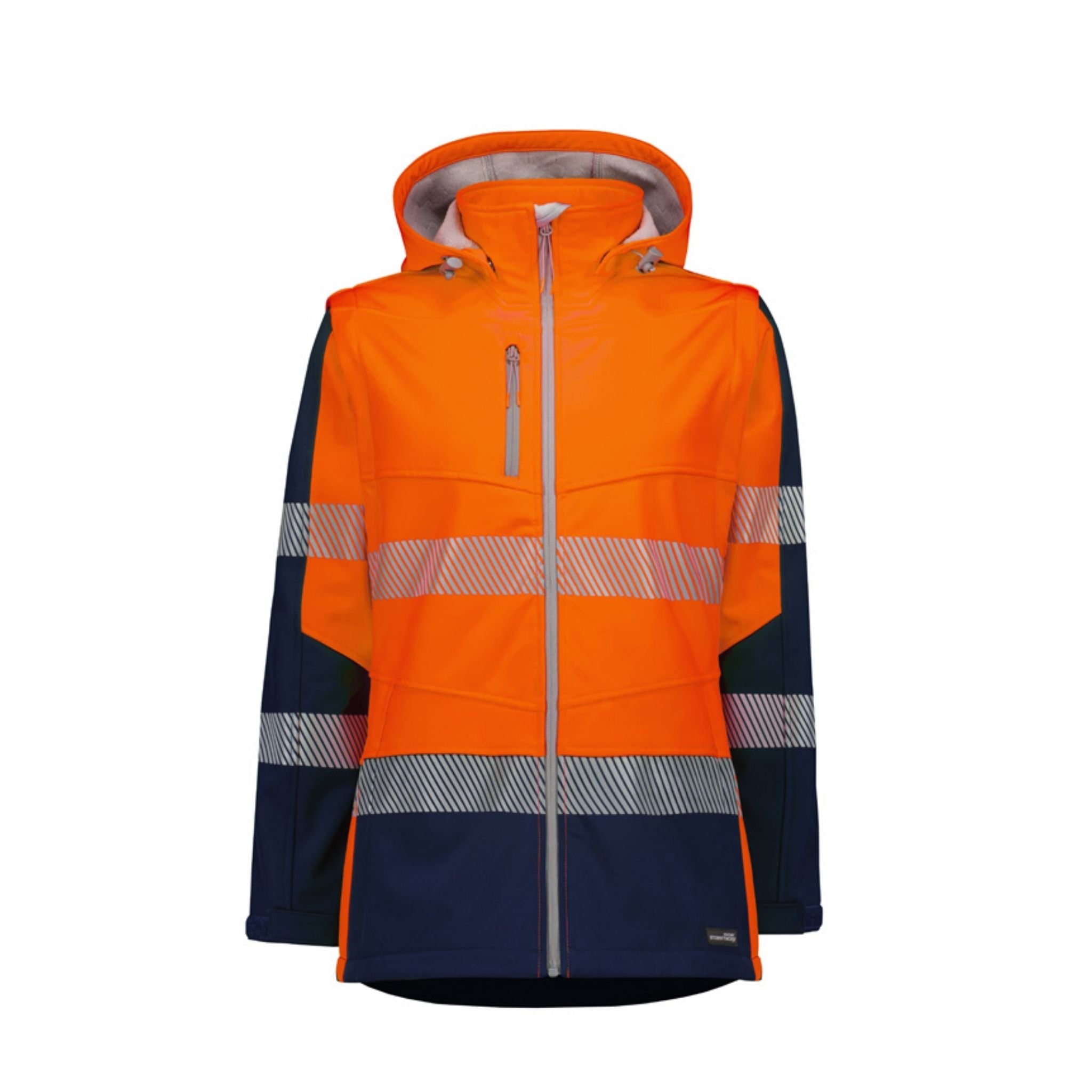 Syzmik Women's Streetworx 2 In 1 Stretch Softshell Jacket in orange navy ZJ753