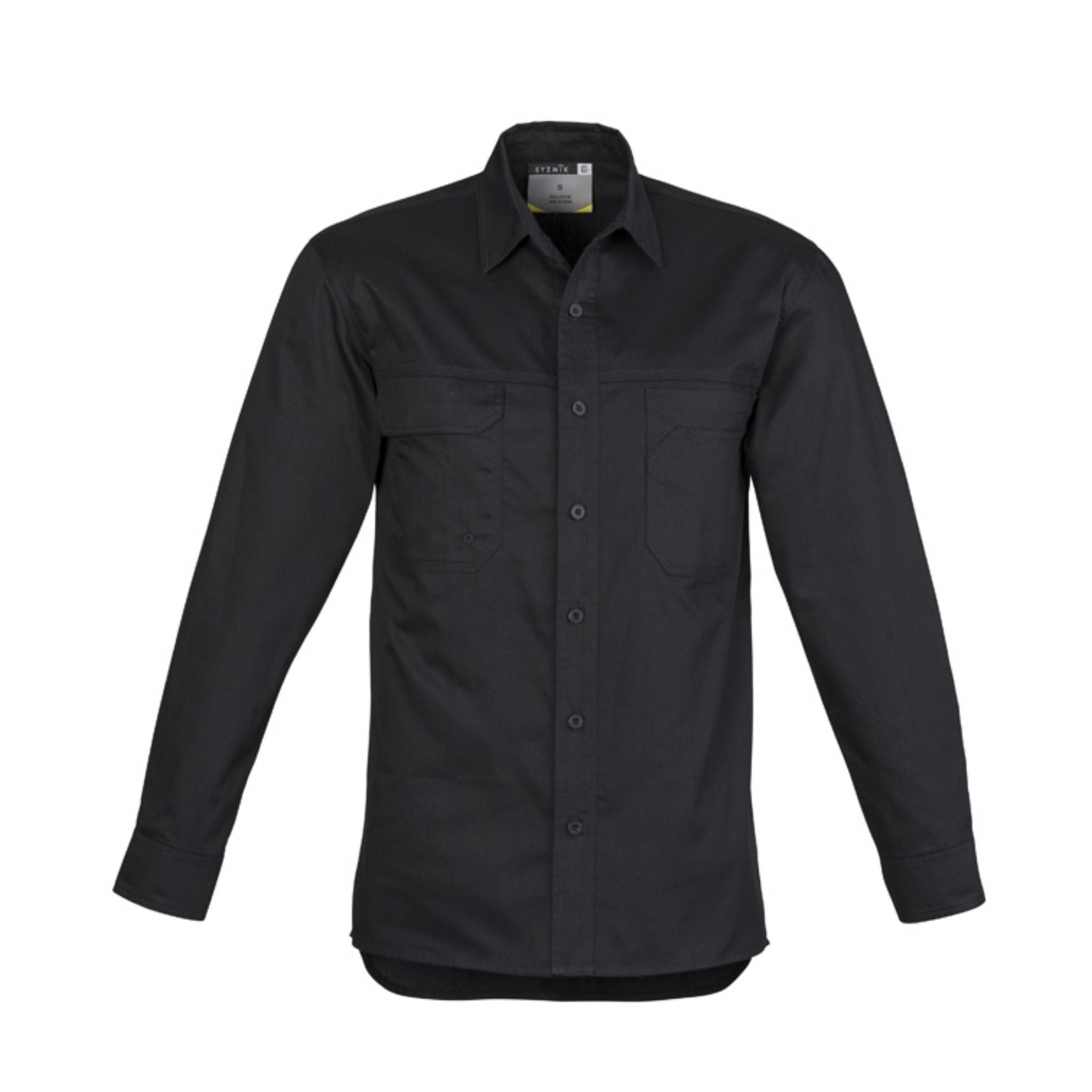 Syzmik men's tradie long sleeve work shirt in black