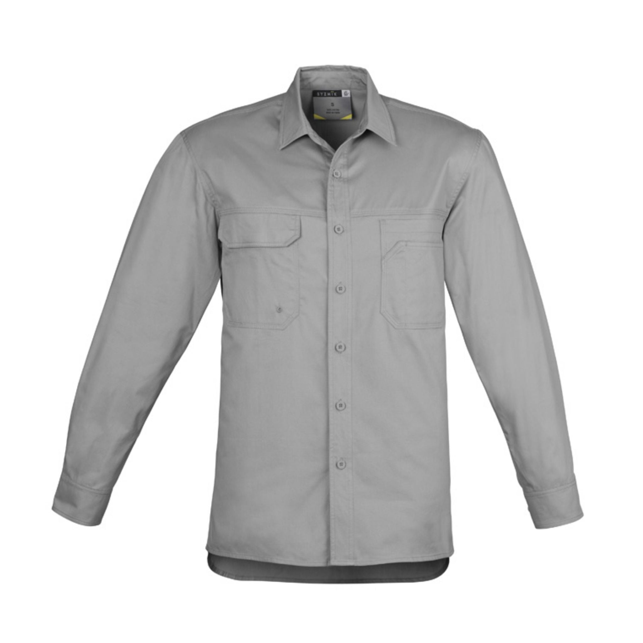 Syzmik men's tradie long sleeve work shirt in gray