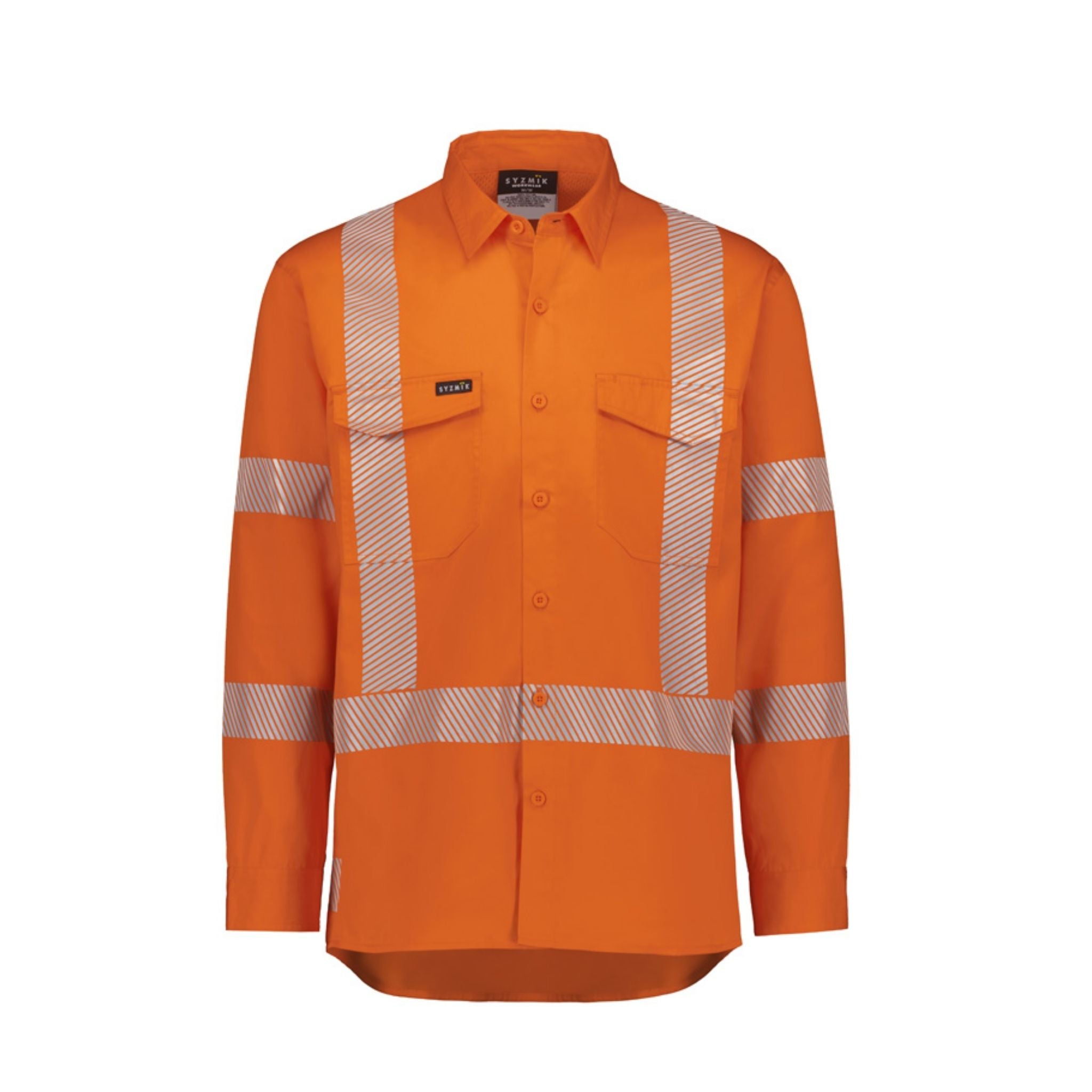 Syzmik Men's Hi Vis X Back Shirt - Segmented Tape in orange ZW692