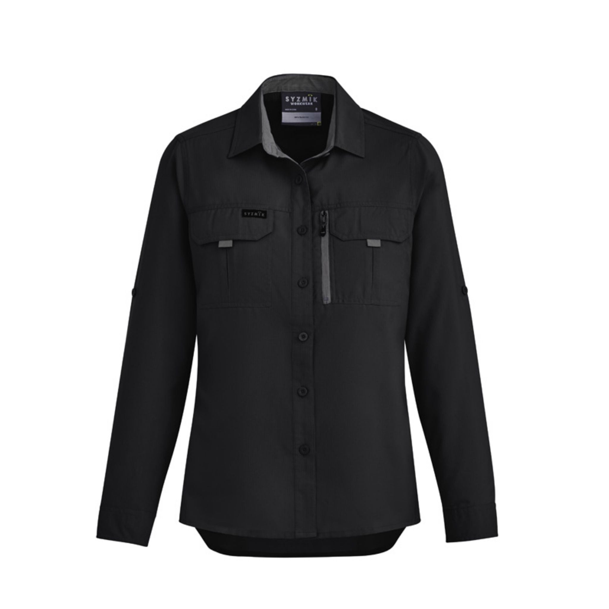 Women's black outdoor long sleeve shirt with pocket 